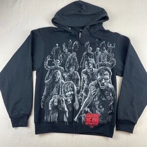 The Walking Dead AMC 2012 Graphic Zip Up Hoodie Black Zombie Horror Mens Small